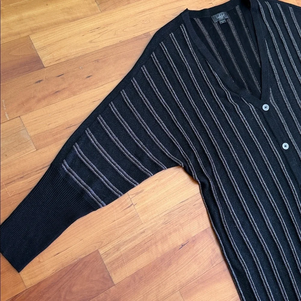 Belldini 2X long cardigan black silver knit sweater size 2X women’s button up